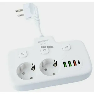 Двойник 2 Евро розетки + USB/Type C в розетку 220в/10А